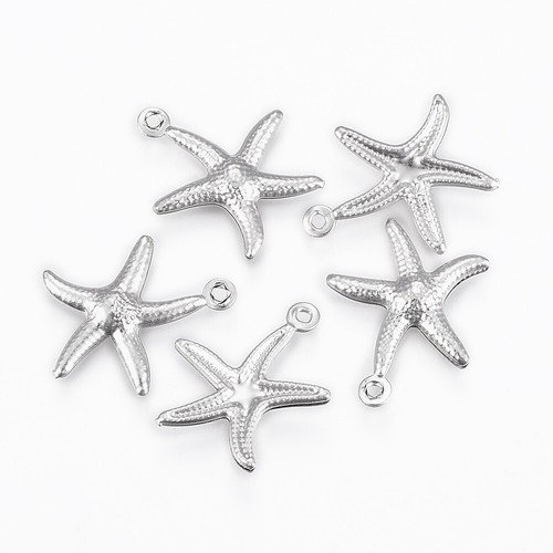 100pcs 304 Stainless Steel Starfish Charms Mini Metal Pendants Craft 17.5x15.5mm - Picture 2 of 3