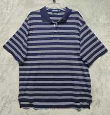 Polo Golf Ralph Lauren Shirt Mens Sz XL Blue White Stripe Textured Pima Cotton