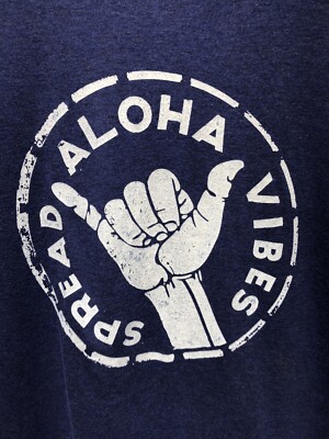 Project Aloha Size XXL Short Sleeve Men's T-shirt USA Blue Tri-Blend Fabric