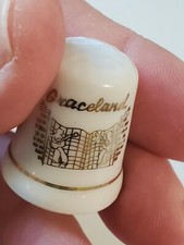 Vintage Memphis Graceland Thimble heavy gold gilding mint condition box1