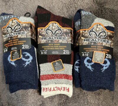 Lot Of 6 Pairs Of Boys Real Tree Merino Wool Blend Socks NWT