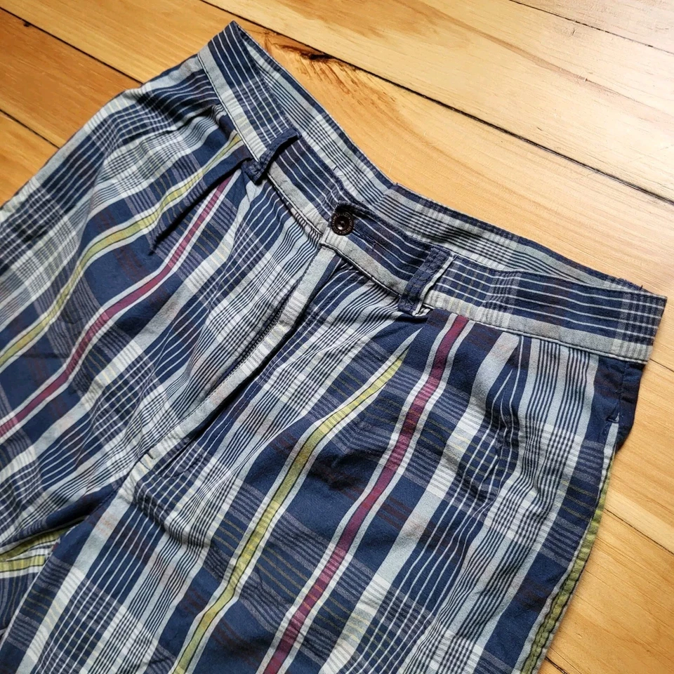 Pantalones Cortos Polo Ralph Lauren Para Hombre 32 9 Pulgadas Tyler Plisados Cuadros Abuelo Años 90 Retro Foto 3 de 4
