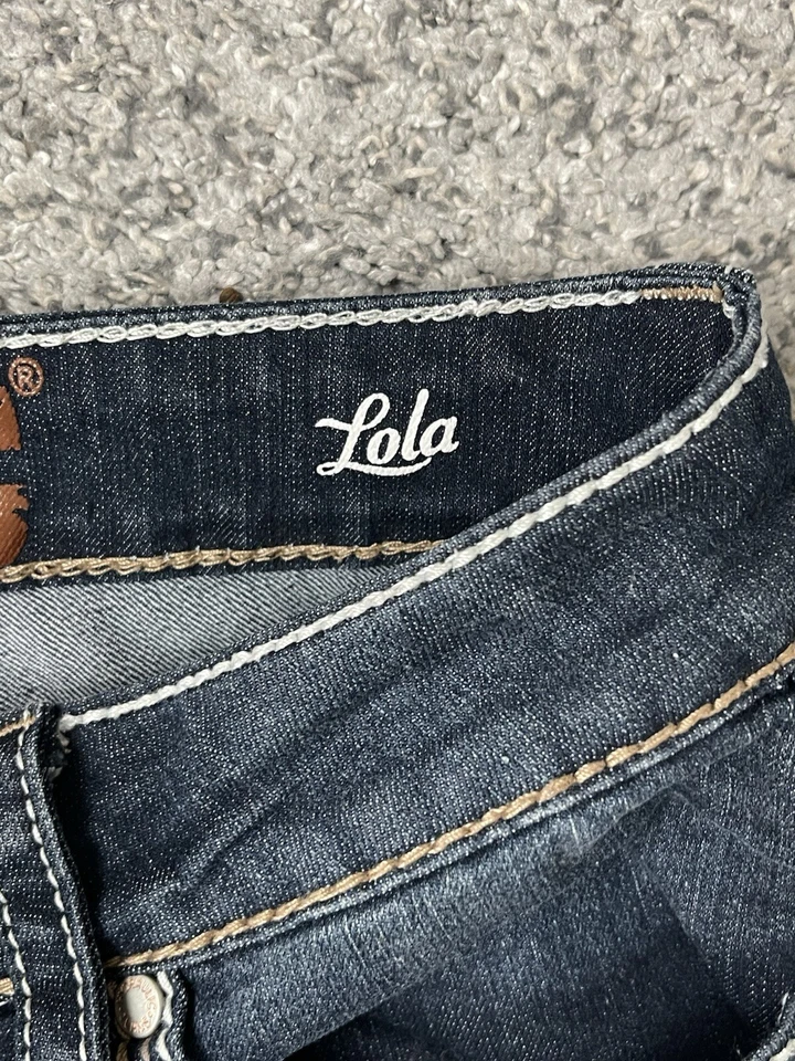 Pantalones cortos hidráulicos Lola Jean Demim 7/8 lavado oscuro puños bling bermuda Foto 2 de 4