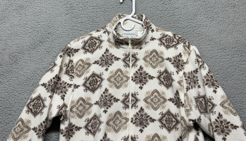 Alfred Dunner Snowflake Fleece Full Zip Jacket Jeweled Women's PS 2-Pockets - Picture 2 of 12