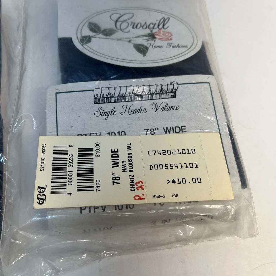 2 Croscill Blue Single Headed Valances 78” Wide New Old Stock Vtg - Image 3 of 4