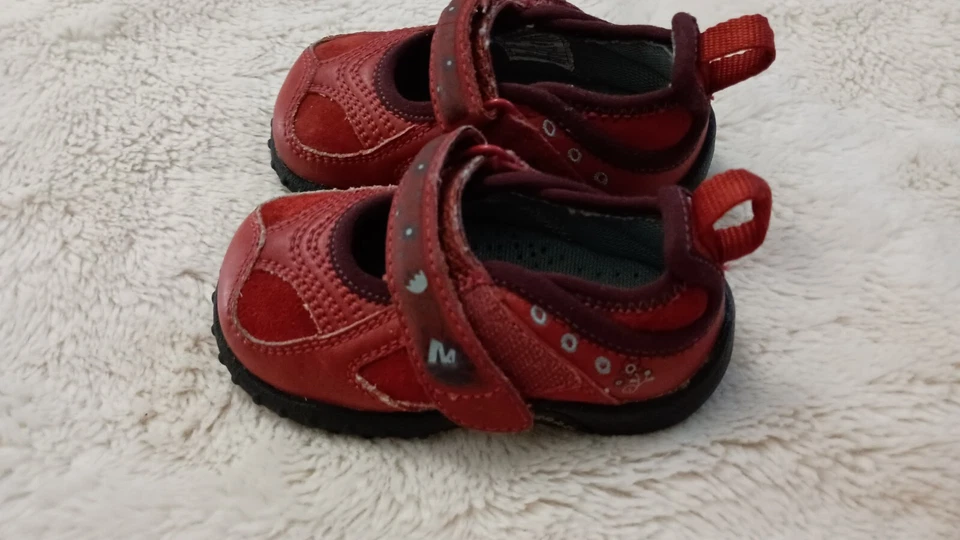 Merrell Toddler Infant 4 Shoes Red Mary Jane Leather Baby Shoe - Image 3 of 4