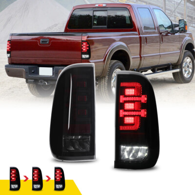 LED Sequential Tail Lights For 08-16 Ford F-250/F-350 Super Duty Smoke Lamps L+R