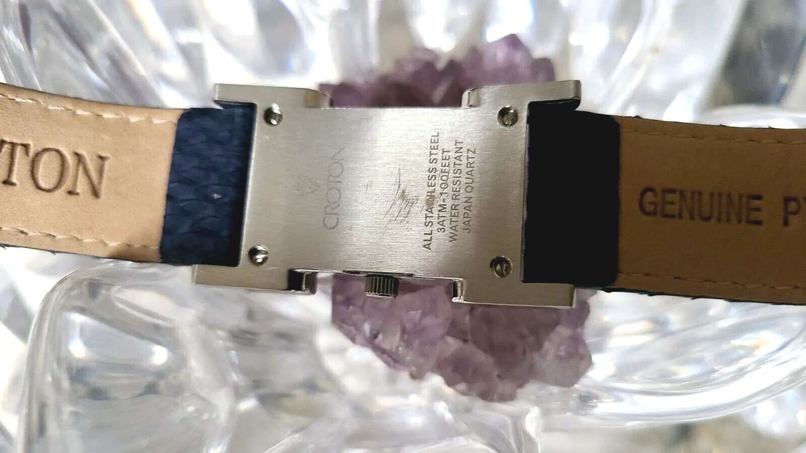 Croton Silver-Tone Blue Python Leather Quartz Wom… - image 7