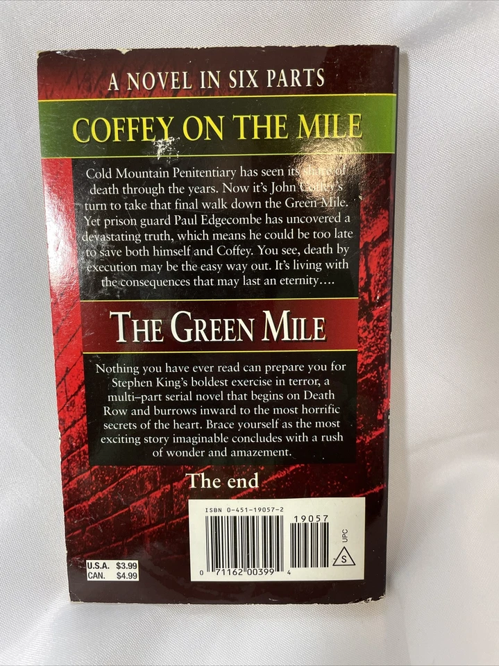 GREEN MILE PART 6 Coffey on the Mile STEPHEN KING Signet 1ST PRINTING Book Foto 2 de 4