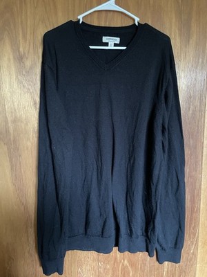 Goodthreads Mens Black 100% Merino Wool V-Neck Pullover Sweater Size XXXL Tall