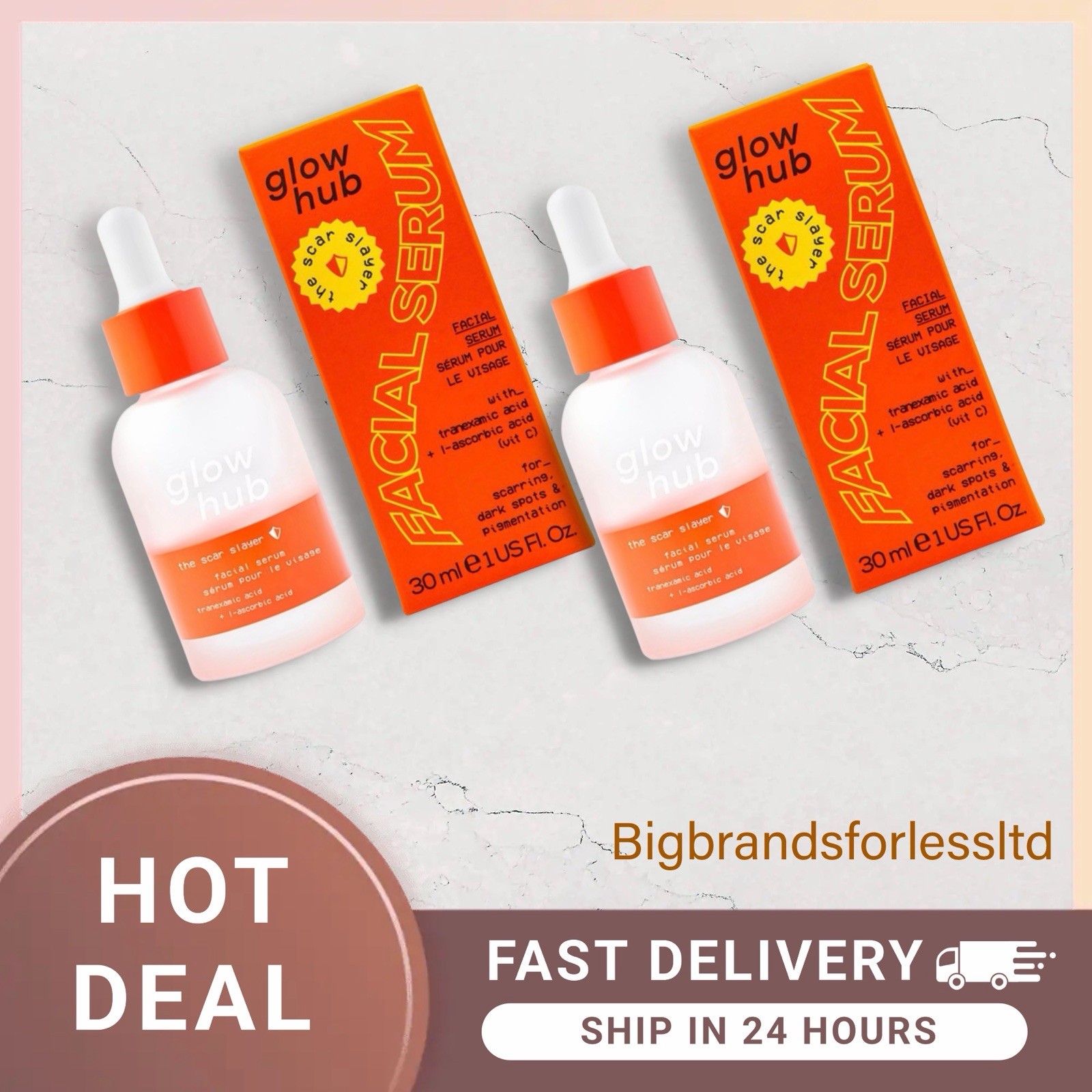 GLOW HUB The Scar Slayer Facial Serum 30ml-2 Pack RRP £28