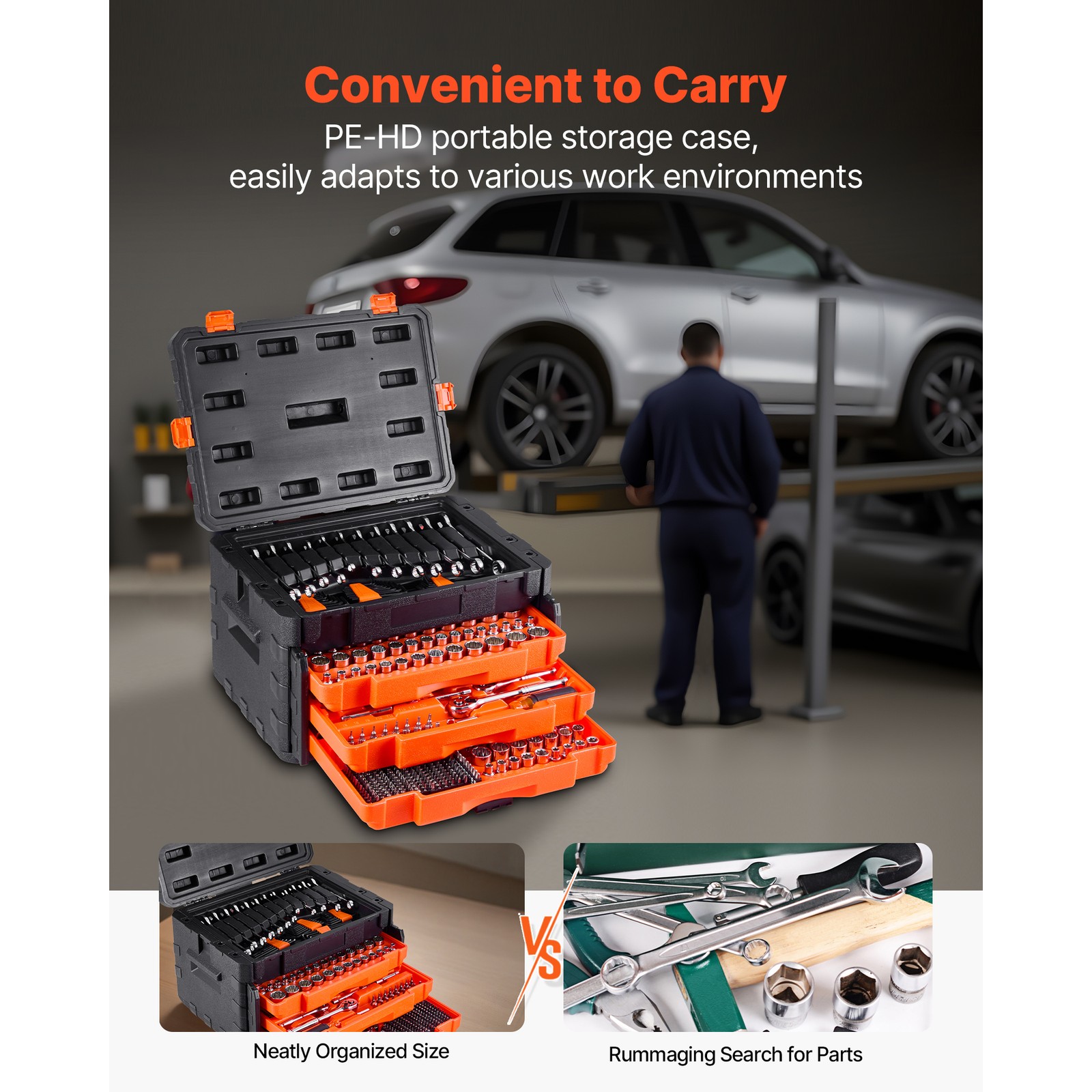 450-Piece Mechanics Tool Set and Socket Set 1/4in 3/8in 1/2 in Drive ...
