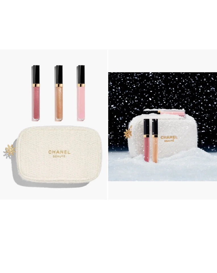 NIB Chanel Maximum Brilliance Christmas 2024 Lipgloss Trio Gift Set w Pouch - Image 4 of 4