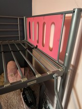 Image of pink and silver metal mid sleeper single bed