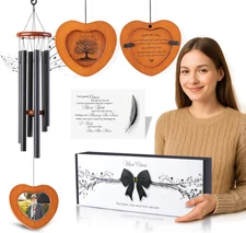 32 Inch Memorial Wind Chimes Outdoor, Personalized Sympathy Wind Chimes for L...