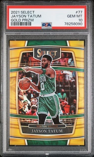 Jayson Tatum 2021-22 Panini Select Gold Prizm /10 PSA 10 #77 Celtics