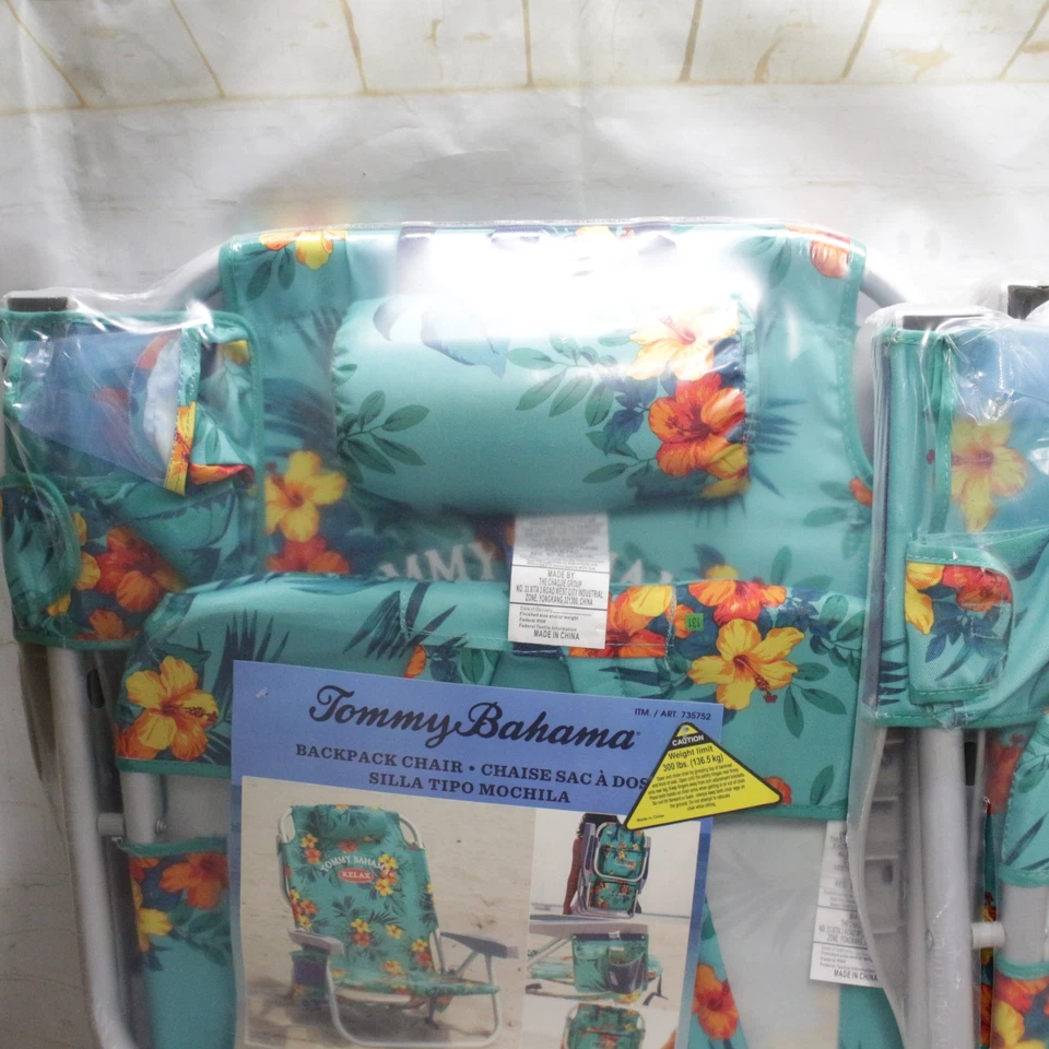 2 Tommy Bahama Floral 5 Posiciones Hawaiano Clásico Plegable Mochila Silla de Playa Foto 4 de 4