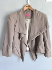 Monsoon Fusion Beige Waterfall Drape Open Front Jacket Blazer Size UK 16 EU 44
