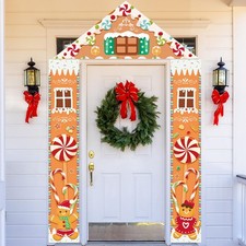 Christmas Gingerbread Door Cover Banners Decor Set,3 Piece Gingerbread House Dec