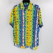 Vintage Jams World Hawaiian Shirt mens medium bright Astique colorful abstract