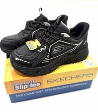 Skechers Kids Hands Free Slip-Ins Retro Graph Breezy Pacer Shoes Black Size 1Y