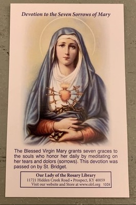 Lot Of 100 Seven Sorrows Of Mary Blessed Virgin Catholic Prayer Holy Card
