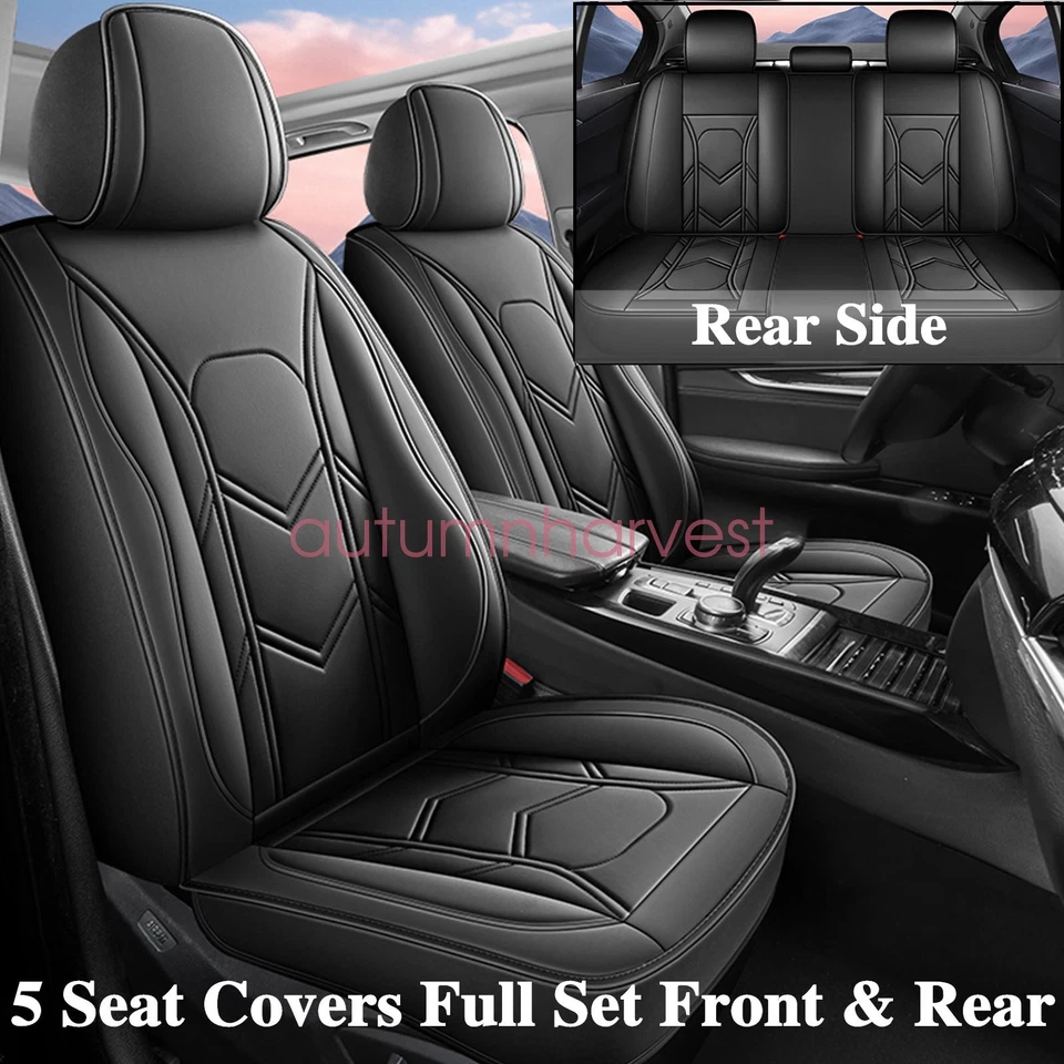 For Chevrolet Equinox Silverado Tahoe Car Front & Rear 5-Seat Covers PU Leather - Изображение 3 из 4