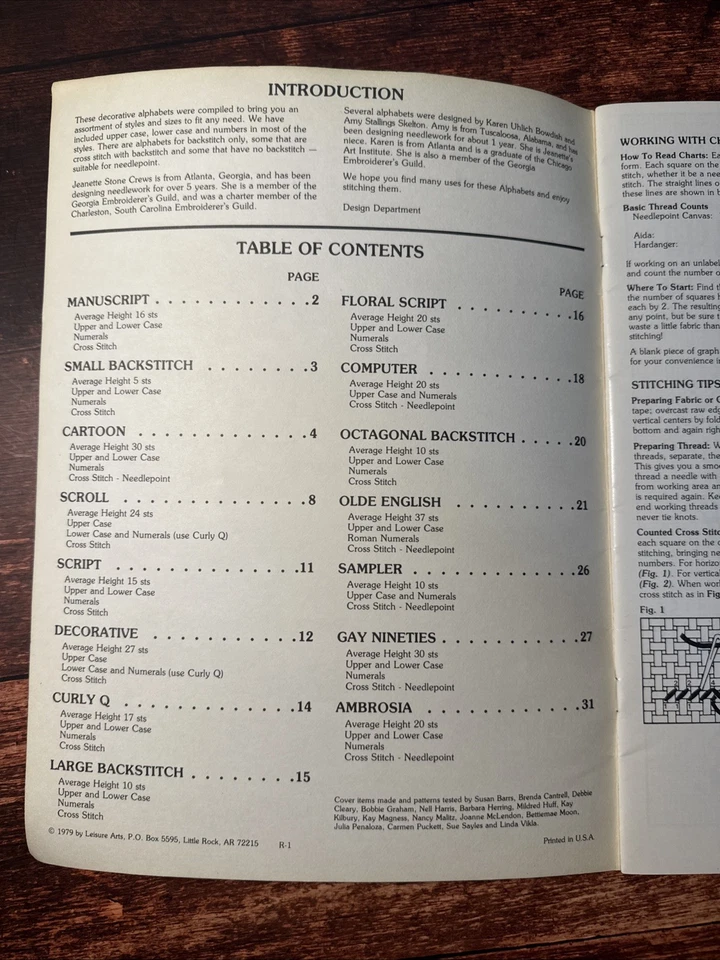 VTG 1979 Leisure Arts ALPHABET ALBUM Cross Stitch / Needlepoint Patterns - Image 2 of 4