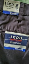 Izod Men's Non iron American Chino Pants 38 x 32 NWT Black Flat Front Straight