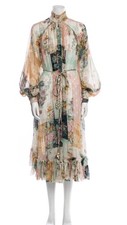 Zimmermann Women's Floral Silk Dress Size 1  High Neck With Coordination Slip