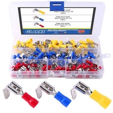 140pcs 22-16/16-14/12-10 Gauge Semi-Insulated Piggy Back Spade Quick Splice C...