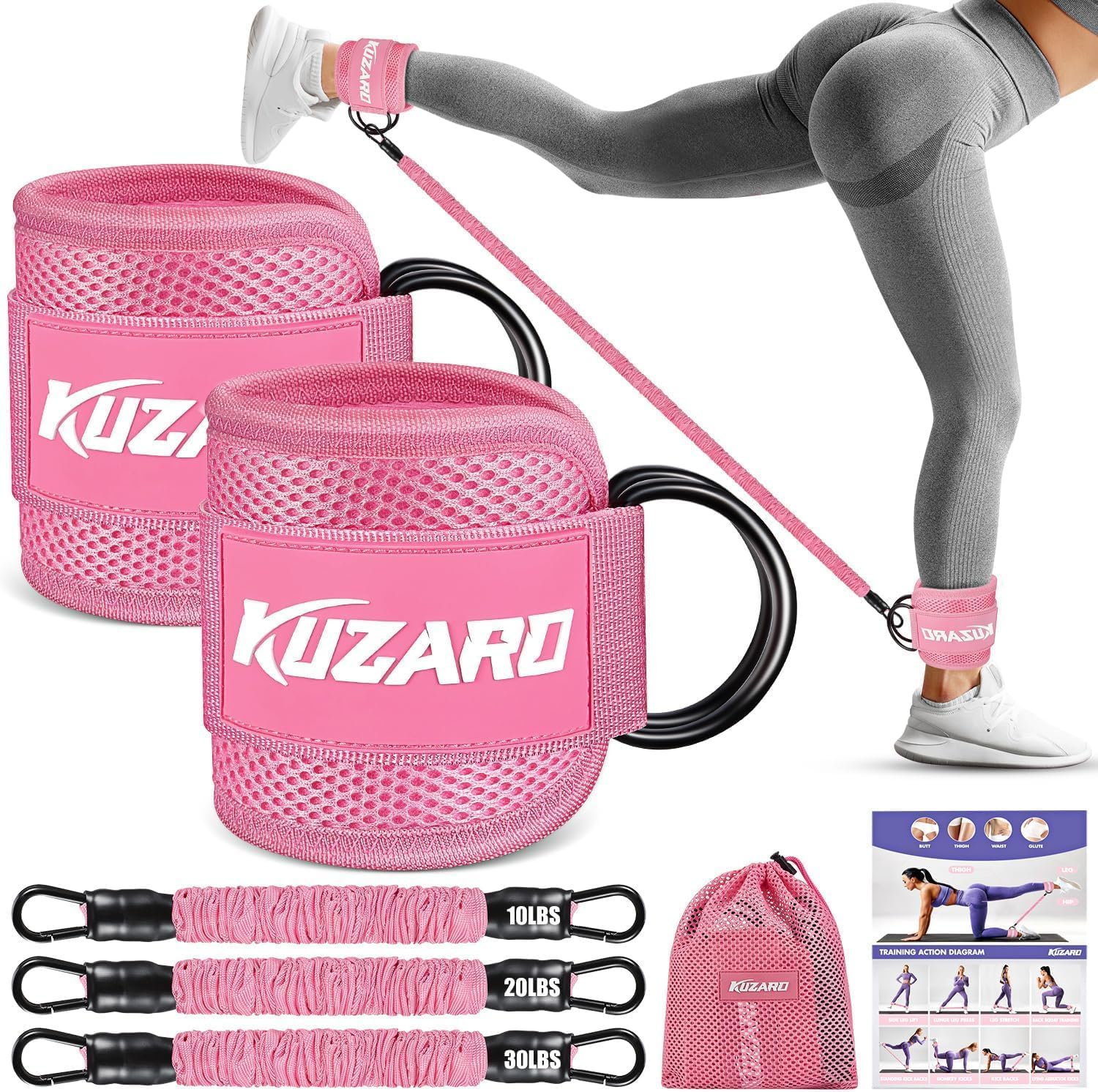 Resistance Bands Set with Ankle Straps, Legs and Glutes Workout Equipment, Ankle