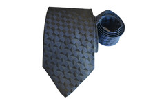 ERMENEGILDO ZEGNA MEN'S TIE NAVY BLUE/GEOMETRIC Width: 3.7/8" Length: 60"