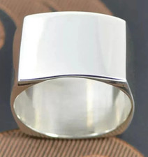 925 Sterling Silver, Solid Silver, Band Ring, Unisex, Square Wide Band Ring