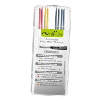 Pica Dry Pencil Refills for 3030 Markers 2 x 2 x Yellow, 4 x Black 4020 Red