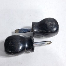 Vintage Snap-on Stubby Screwdriver Set Of 2 Black Handles Ssdp22 Ssd1