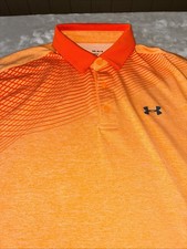 Under Armour UA Men's Playoff Polo Sz L Orange Pattern Loose Fit Polyester Blend