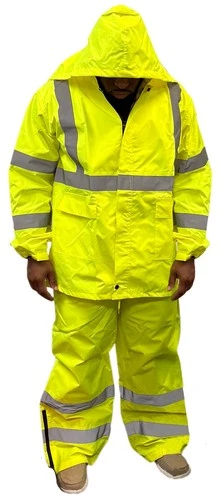 Class 3 Reflective Hi Vis Rain Jacket & Pant Suit Waterproof Lime ANSI Safety - product listing photo