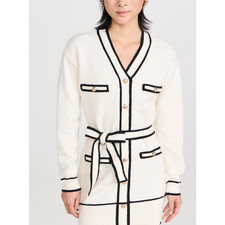 Line & Dot 'Jamie' White V Neck Long Sleeve Sweater Dress Size M