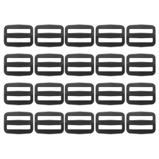 Plastic Slide Buckle 1 Inch(25mm), 20 Pack Rectangle Tri-Glide Slider, Black