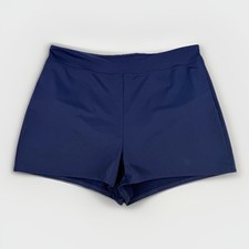 Lands End Swim Shorts Size 16 Navy Blue Swimsuit Lined Attached Brief Bottoms