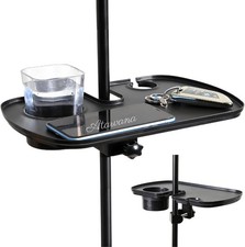 Universal Microphone Stand Tray W/ Drink Holder Adjustable Mic Stand Clamp-On