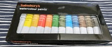 NEW SAINSBURYS WATERCOLOR PAINTS 12 X 12ML
