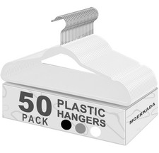Hangers 50 Pack,Ultra-Thin Plastic Clothes Hangers 17.7 Inch - Space-Saving...
