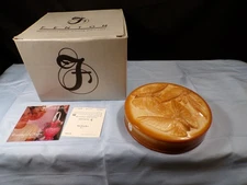 Fenton Chocolate Glass Butterfly Covered Candy Dish Bon Bon w/ Box