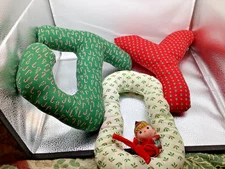 Christmas Holiday JOY Fabric Stuffed Wall Decor with Vintage Elf c35