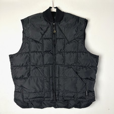 Vtg Walls Puffer Vest Full Zip Quilted Black Workwear Utility Gorpcore USA 90s L