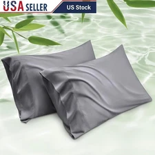 Bamboo Rayon Pillowcase Set Soft Breathable Cool Moisture-Wicking Easy Care New