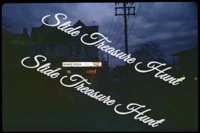 Frankie Pizza Sign Hoagies Night 35mm Slide 1970s