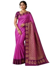 Pure Silk Kanjivaram Saree Silk Mark Certified Pink Magenta Bridal Saree